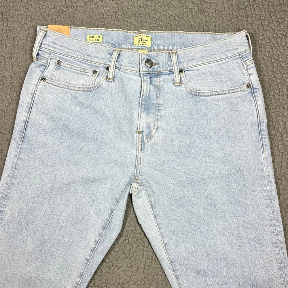 J.Crew 484 Slim Fit Stretch Denim Jeans Light Wash Blue Mens 32x32 BO849